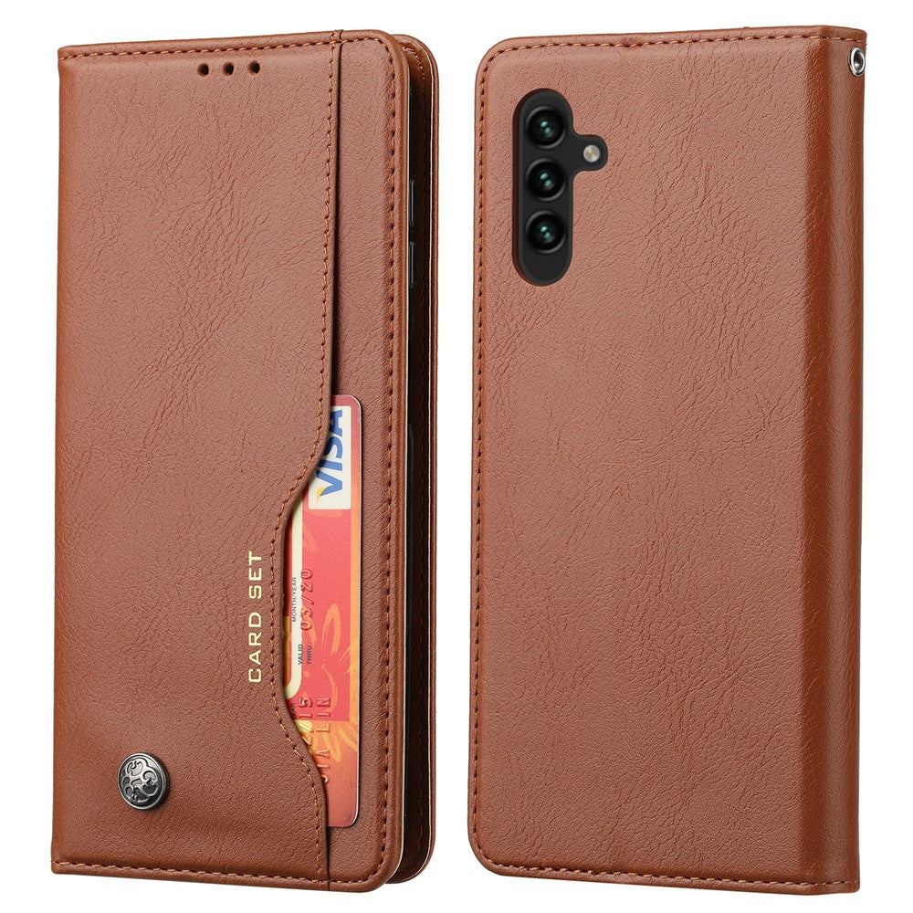 Samsung Galaxy A24 4G (162,1 x 77,6 x 8,3 mm) Magnetiskt stängande läderfodral med fällbart stativ, plånboksskydd