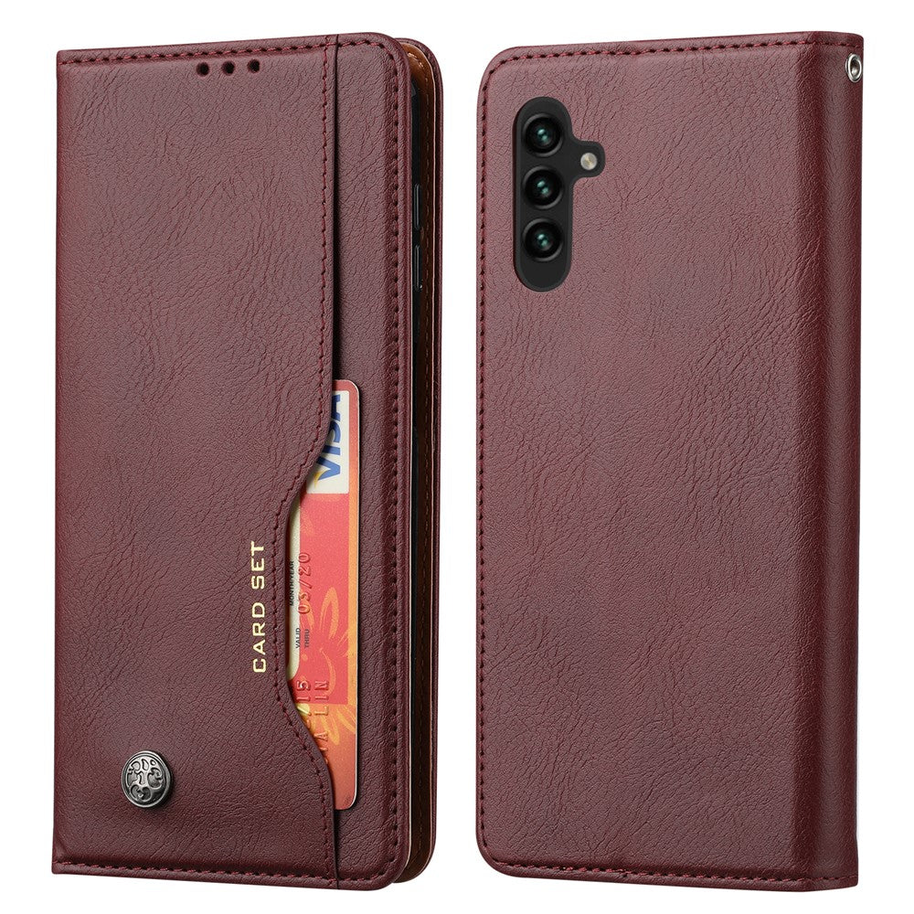 Samsung Galaxy A24 4G (162,1 x 77,6 x 8,3 mm) Magnetiskt stängande läderfodral med fällbart stativ, plånboksskydd