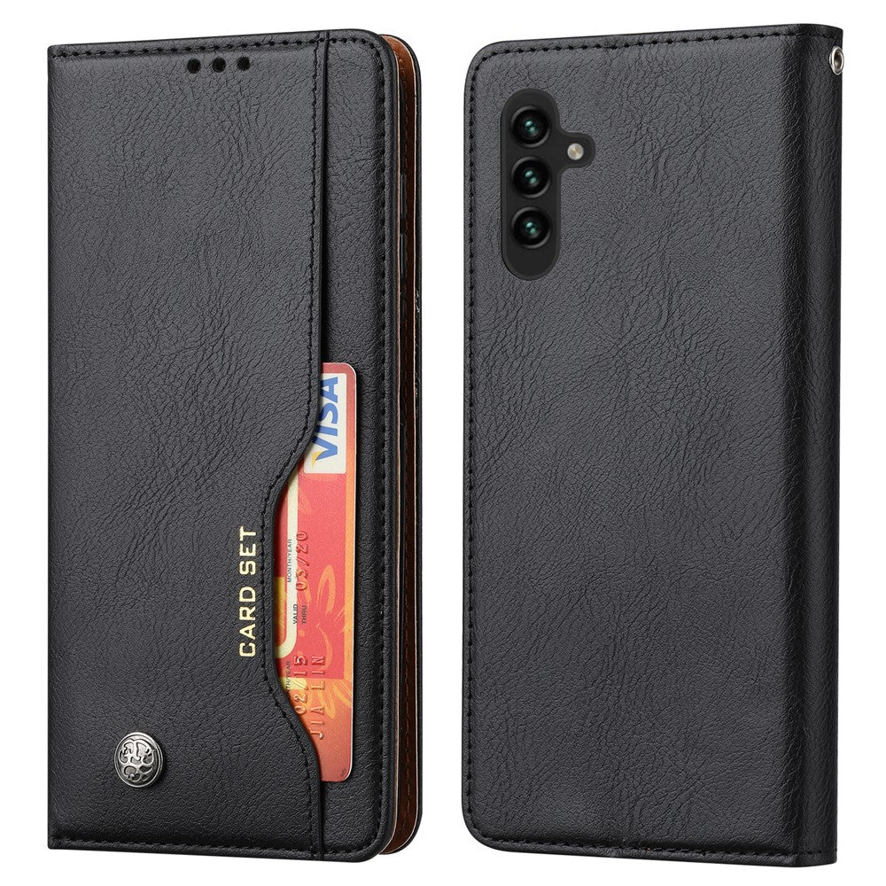 Samsung Galaxy A24 4G (162,1 x 77,6 x 8,3 mm) Magnetiskt stängande läderfodral med fällbart stativ, plånboksskydd
