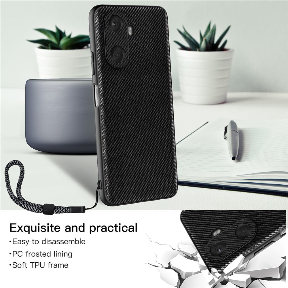 VILI TC Series for Huawei Enjoy 60 Textured Phone Case Anti-drop PU Leather Coated TPU Phone Cover
