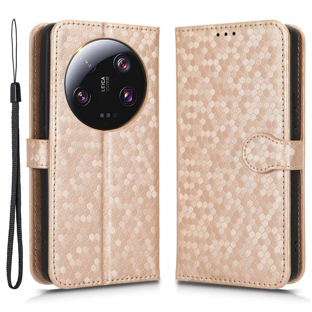 For Xiaomi 13 Ultra Phone Wallet Case PU Leather Stand Dot Pattern Imprinted Phone Cover