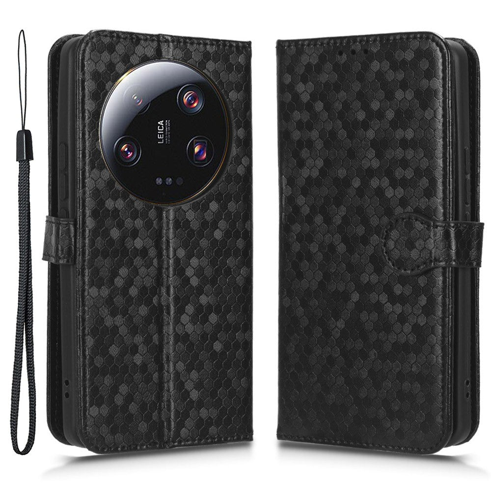 For Xiaomi 13 Ultra Phone Wallet Case PU Leather Stand Dot Pattern Imprinted Phone Cover