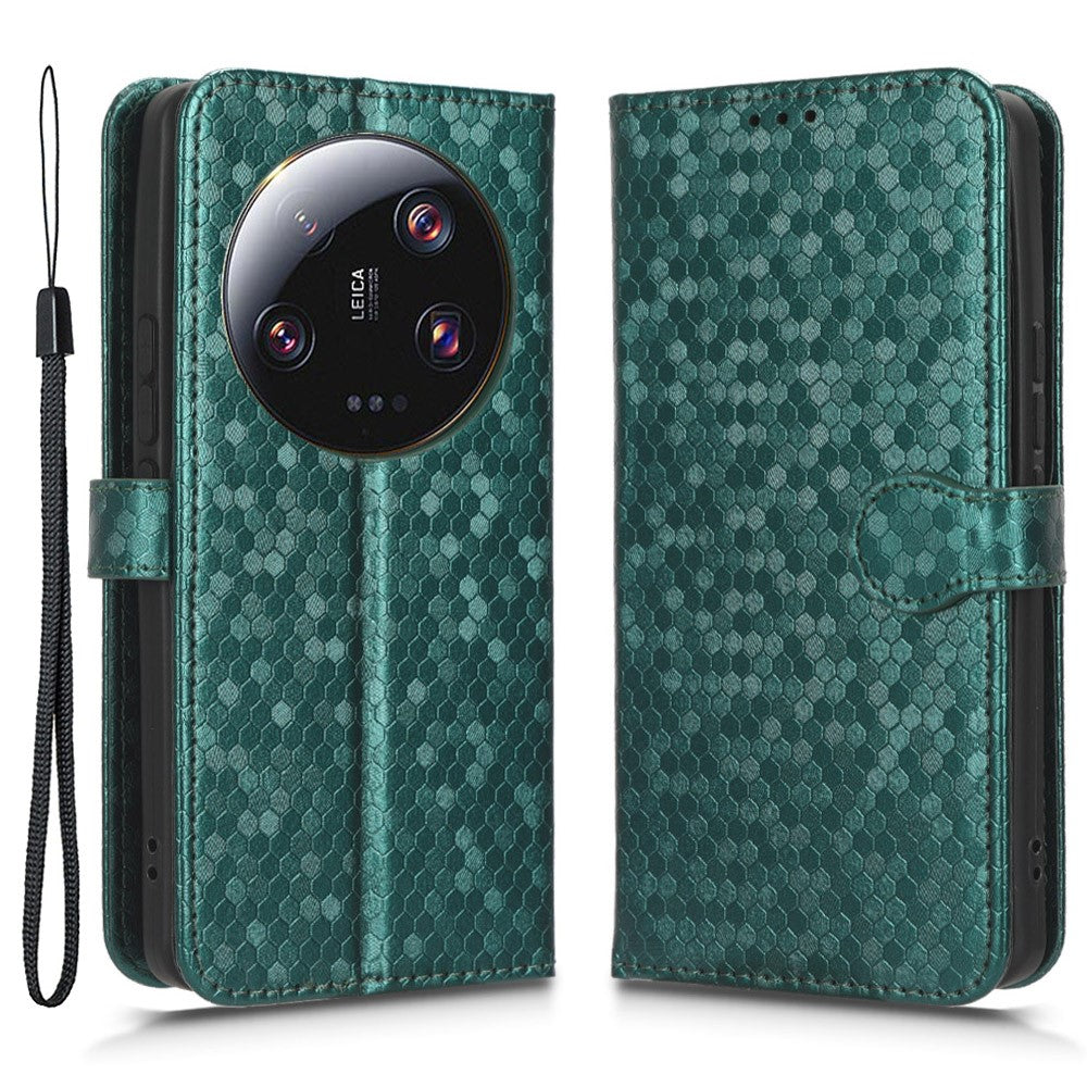 For Xiaomi 13 Ultra Phone Wallet Case PU Leather Stand Dot Pattern Imprinted Phone Cover