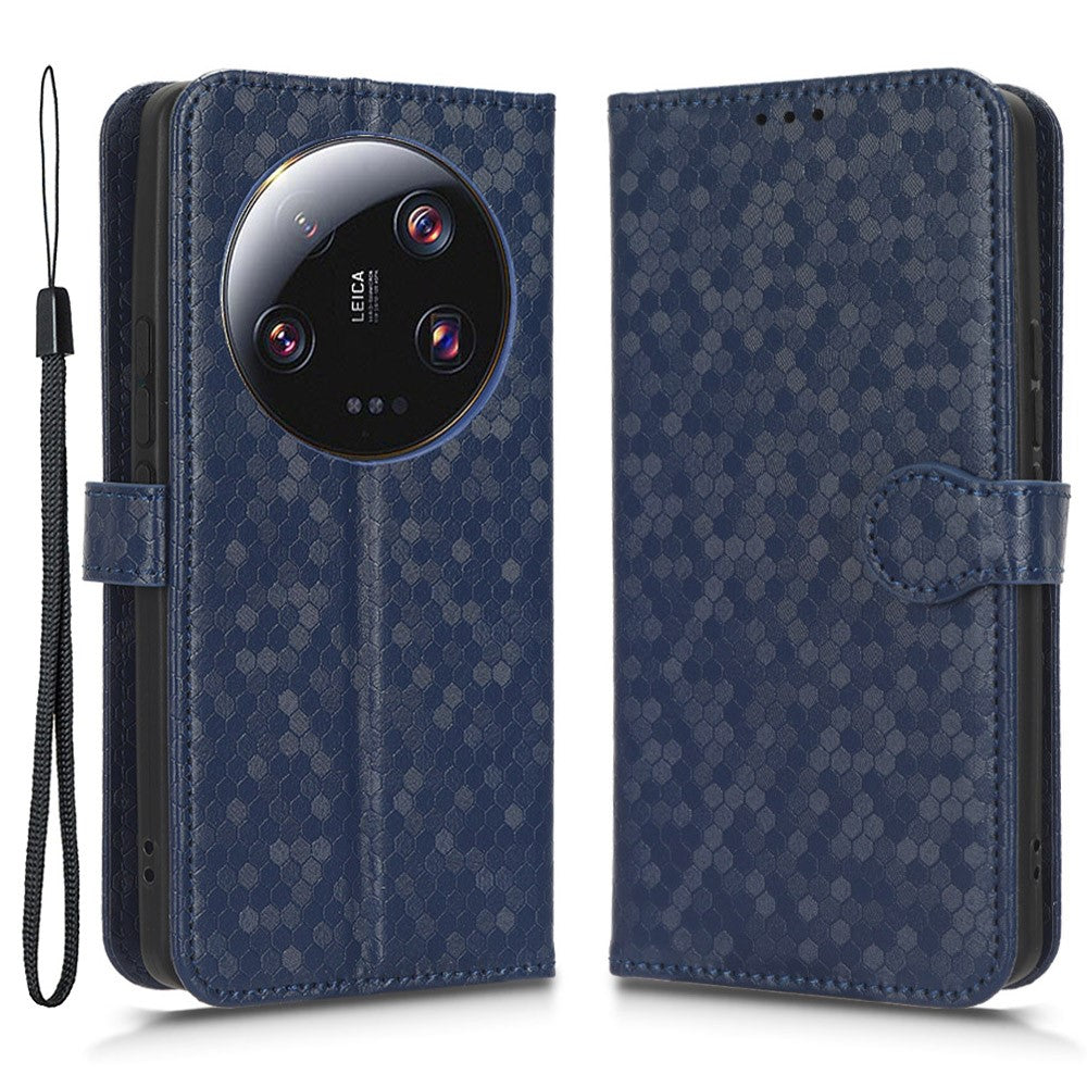For Xiaomi 13 Ultra Phone Wallet Case PU Leather Stand Dot Pattern Imprinted Phone Cover