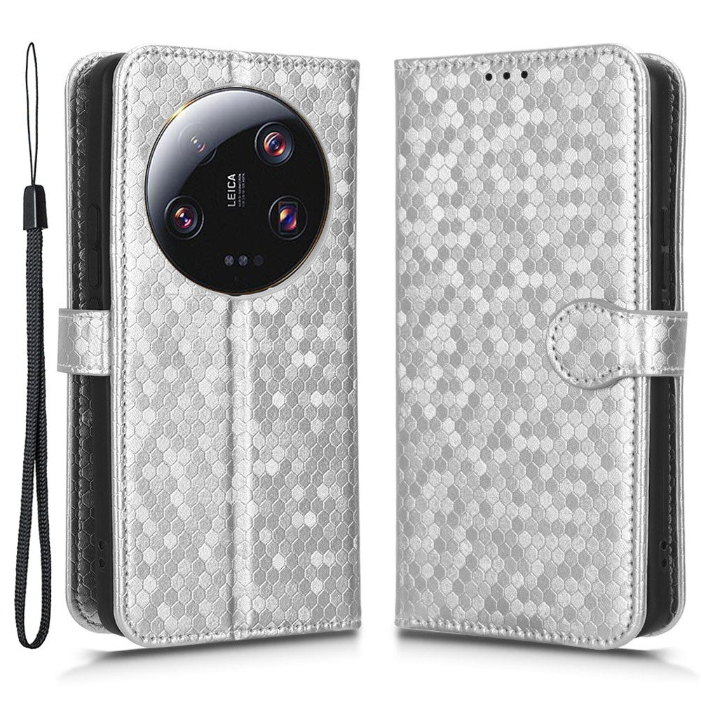 For Xiaomi 13 Ultra Phone Wallet Case PU Leather Stand Dot Pattern Imprinted Phone Cover
