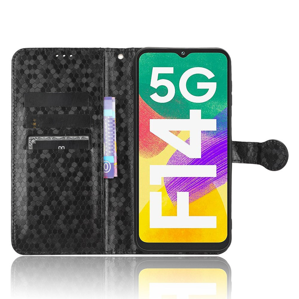 For Samsung Galaxy F14 5G Stand Wallet Phone Case PU Leather Dot Pattern Imprinted Smartphone Cover