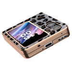Electroplating Phone Case for Oppo Find N2 Flip 5G , Leopard Pattern Hard PC+PU Leather Phone Cover