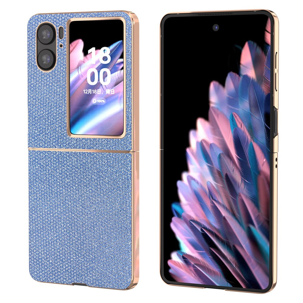 Electroplating Phone Case for Oppo Find N2 Flip 5G Rhinestone Texture Shockproof Case PC+PU Leather Phone Cover