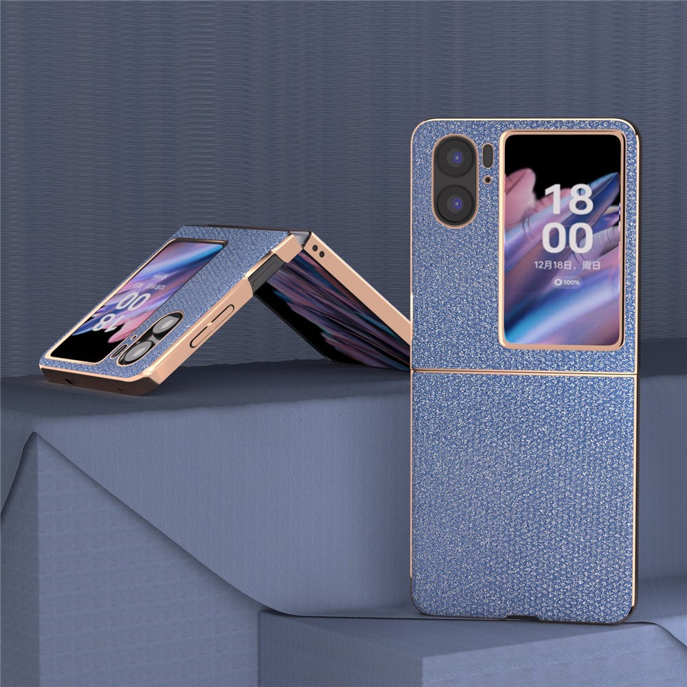 Electroplating Phone Case for Oppo Find N2 Flip 5G Rhinestone Texture Shockproof Case PC+PU Leather Phone Cover