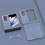 Electroplating Phone Case for Oppo Find N2 Flip 5G Rhinestone Texture Shockproof Case PC+PU Leather Phone Cover
