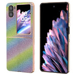 Electroplating Phone Case for Oppo Find N2 Flip 5G Rhinestone Texture Shockproof Case PC+PU Leather Phone Cover