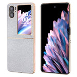 Electroplating Phone Case for Oppo Find N2 Flip 5G Rhinestone Texture Shockproof Case PC+PU Leather Phone Cover
