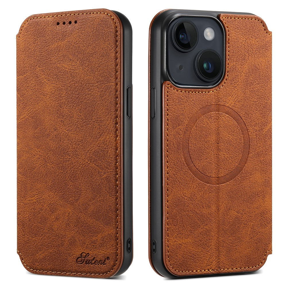 SUTENI J06 Pung Telefoncover til iPhone 14 Plus, Magnetisk PU Læder Standercover Kompatibel med MagSafe Oplader