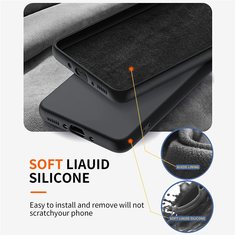 For Samsung Galaxy A54 5G Kickstand Liquid Silicone Phone Case with 2.5D Arc Edge Tempered Glass Screen Film
