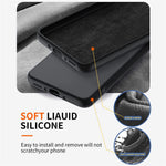 For Samsung Galaxy A34 5G Liquid Silicone Case Kickstand Phone Cover with 2.5D Arc Edge Tempered Glass Screen Film