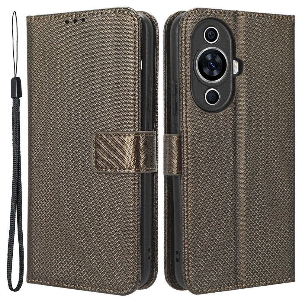 Huawei Nova 11 Pro / Nova 11 Ultra mobilskal PU-läder Diamanttextur Stativ Plånboksfodral