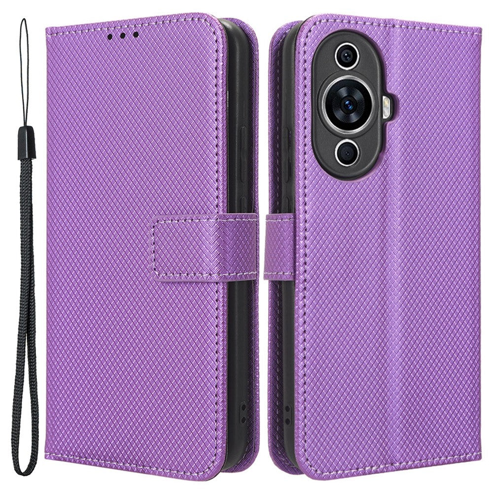 Huawei Nova 11 Pro / Nova 11 Ultra mobilskal PU-läder Diamanttextur Stativ Plånboksfodral
