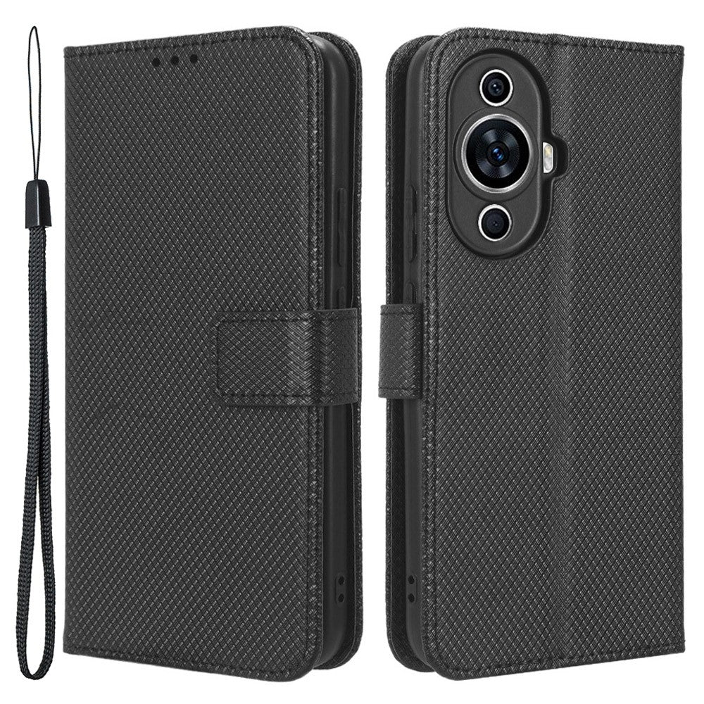 Huawei Nova 11 Pro / Nova 11 Ultra mobilskal PU-läder Diamanttextur Stativ Plånboksfodral