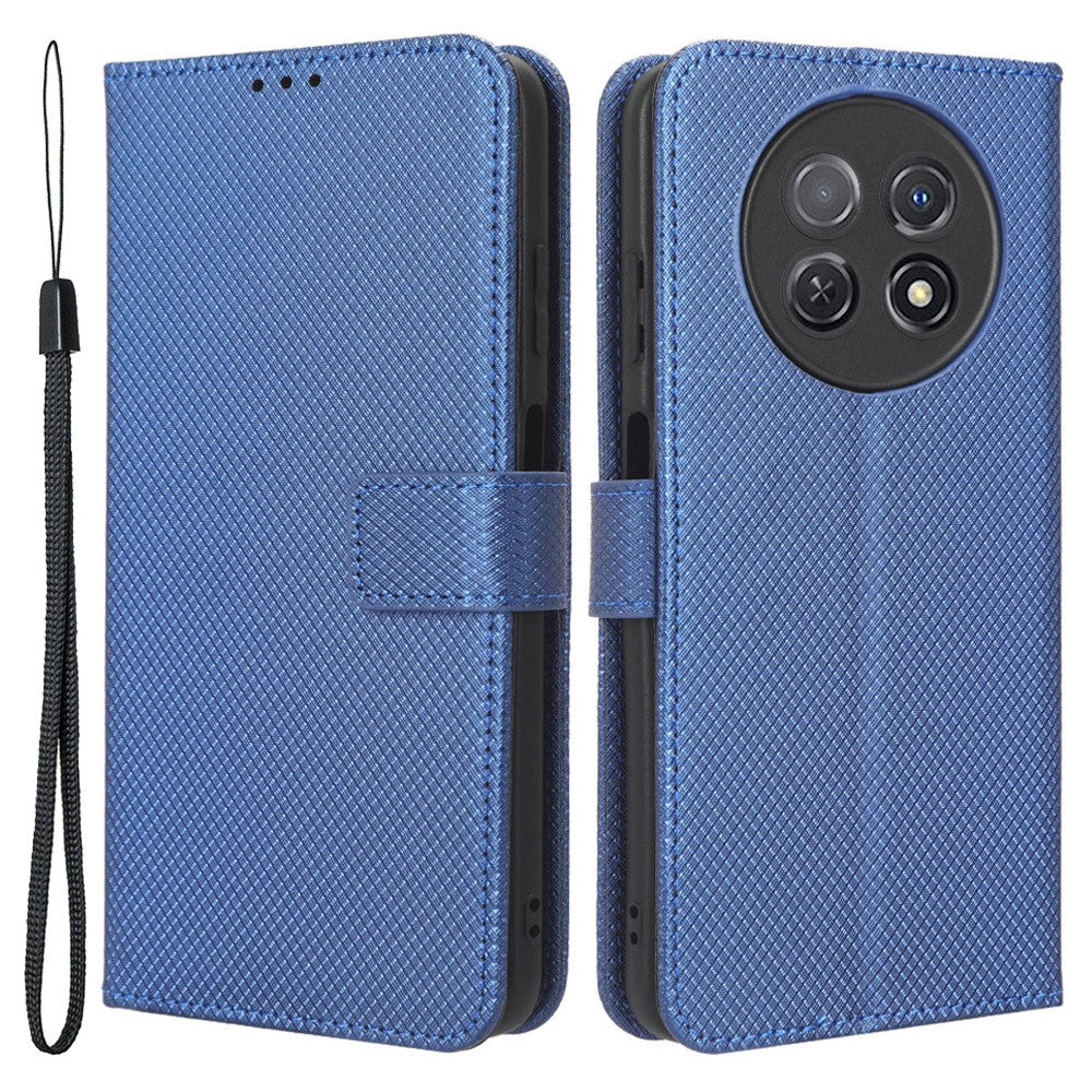 Huawei nova Y91 4G / Enjoy 60X plånboksfodral PU-läder diamantstruktur mobilstativfodral