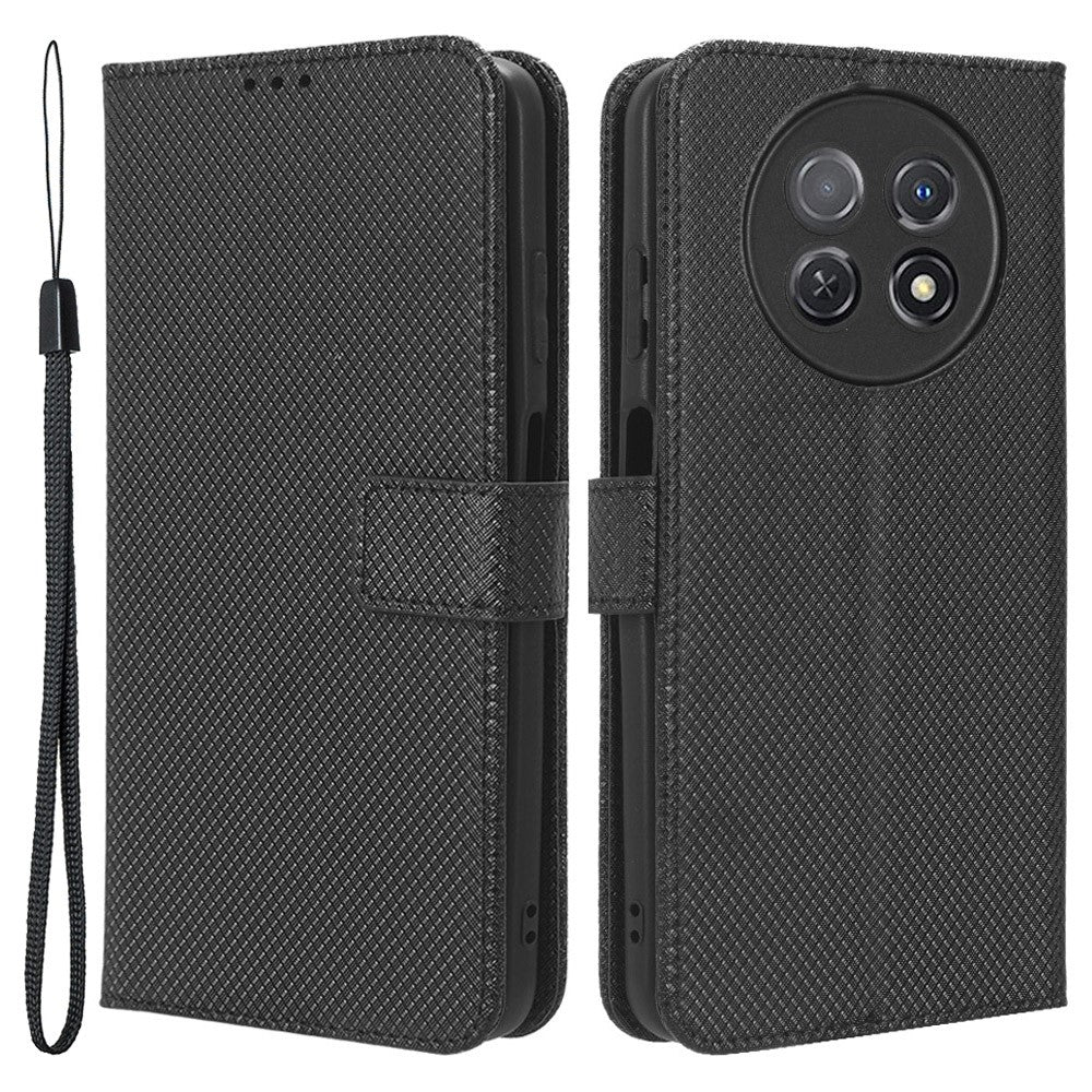 For Huawei nova Y91 4G / Enjoy 60X Wallet Phone Case PU Leather Diamond Texture Phone Stand Cover