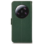 KHAZNEH For Xiaomi 13 Ultra RFID Blocking Genuine Cow Leather Phone Case Wallet Stand Flip Cover