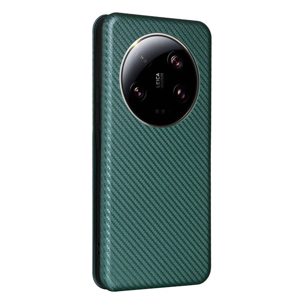 Xiaomi 13 Ultra PU-læderetui med kulfibertekstur, stativ og kortpladsbeskyttelse