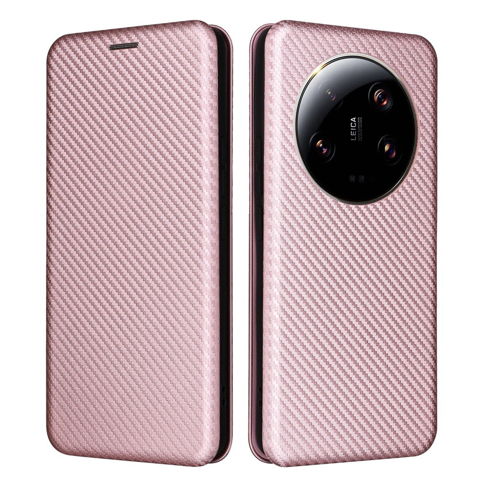 Xiaomi 13 Ultra PU-læderetui med kulfibertekstur, stativ og kortpladsbeskyttelse