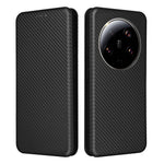 Xiaomi 13 Ultra PU-læderetui med kulfibertekstur, stativ og kortpladsbeskyttelse