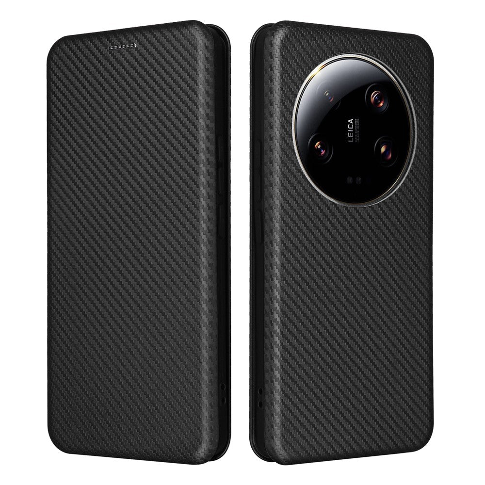 Xiaomi 13 Ultra PU-læderetui med kulfibertekstur, stativ og kortpladsbeskyttelse