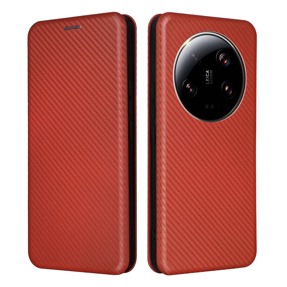 Xiaomi 13 Ultra PU-læderetui med kulfibertekstur, stativ og kortpladsbeskyttelse