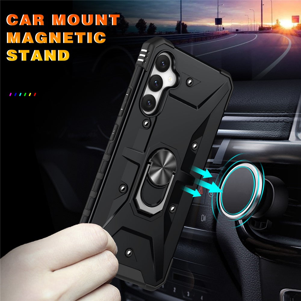 For Samsung Galaxy A34 5G Shockproof TPU+PC Phone Case Ring Kickstand Anti-Scratch Back Cover