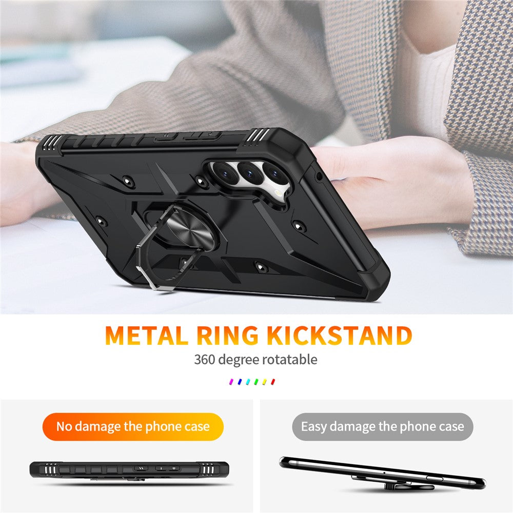 For Samsung Galaxy A34 5G Shockproof TPU+PC Phone Case Ring Kickstand Anti-Scratch Back Cover