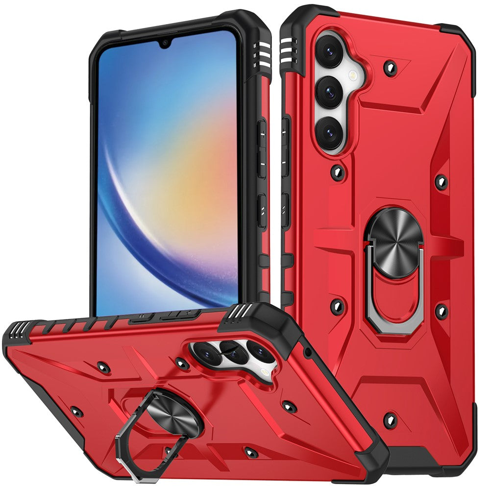 For Samsung Galaxy A34 5G Shockproof TPU+PC Phone Case Ring Kickstand Anti-Scratch Back Cover