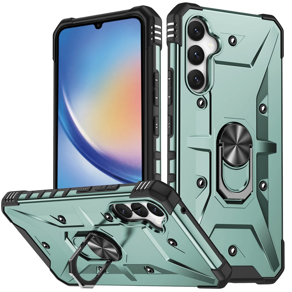 For Samsung Galaxy A34 5G Shockproof TPU+PC Phone Case Ring Kickstand Anti-Scratch Back Cover