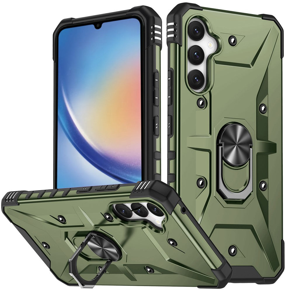 For Samsung Galaxy A34 5G Shockproof TPU+PC Phone Case Ring Kickstand Anti-Scratch Back Cover