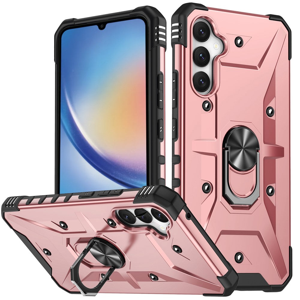 For Samsung Galaxy A34 5G Shockproof TPU+PC Phone Case Ring Kickstand Anti-Scratch Back Cover