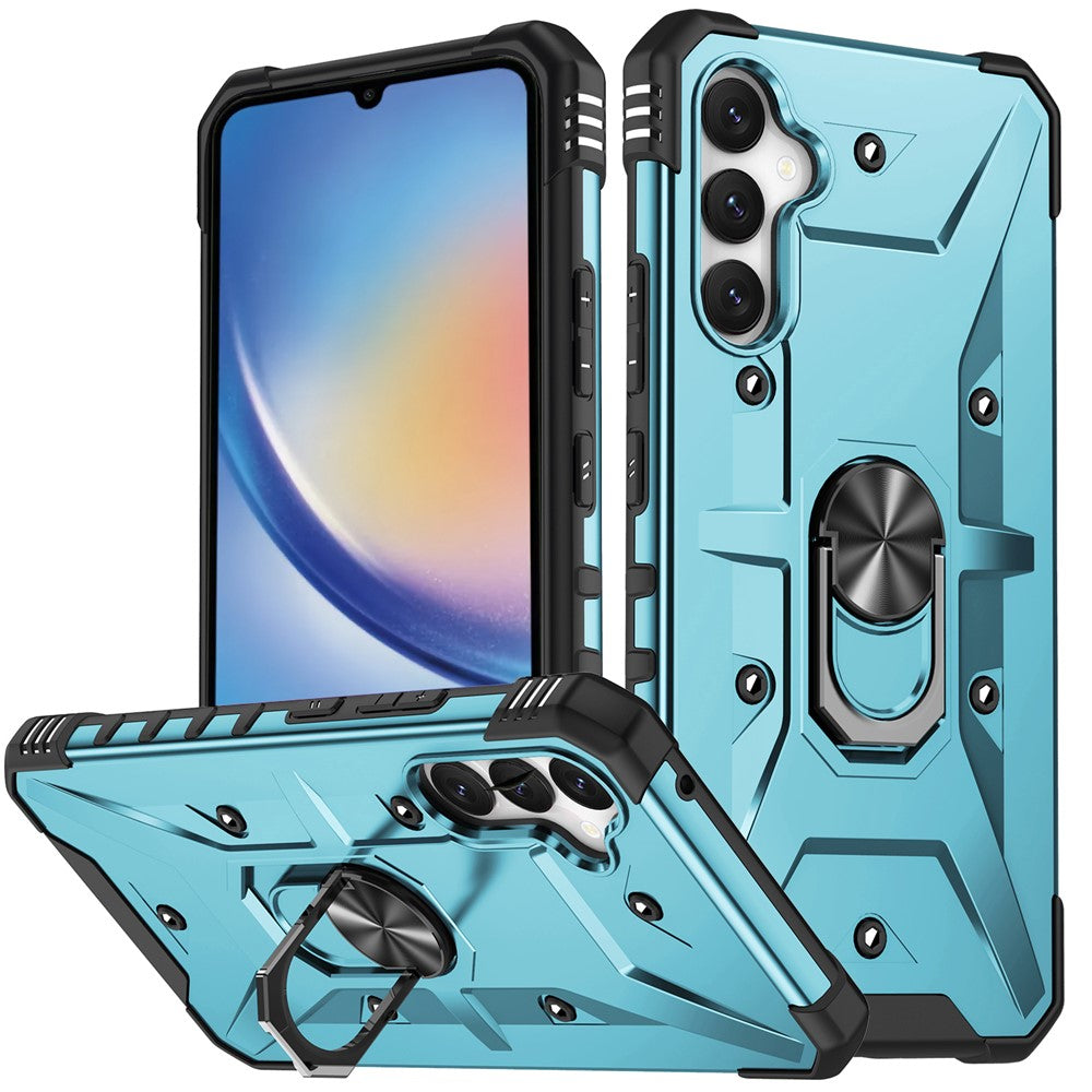 For Samsung Galaxy A34 5G Shockproof TPU+PC Phone Case Ring Kickstand Anti-Scratch Back Cover