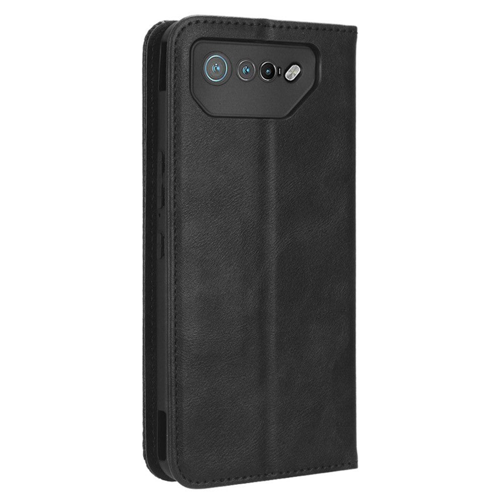 Til Asus ROG Phone 7 5G Retro PU-lædercover, stander, pung, magnetisk lukning mobiltelefonetui