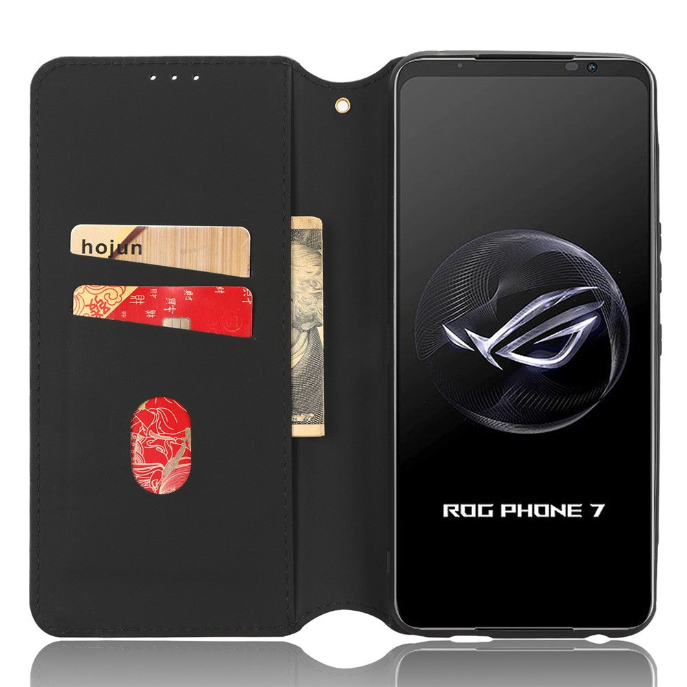 For Asus ROG Phone 7 5G Cell Phone Case Imprinted Rhombus PU Leather Wallet Stand Flip Cover