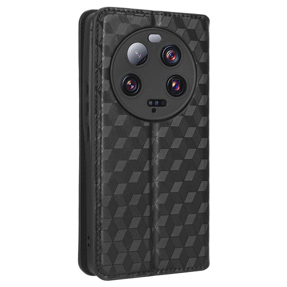 For Xiaomi 13 Ultra Rhombus Imprinted PU Leather Phone Case Wallet Stand Flip Cover