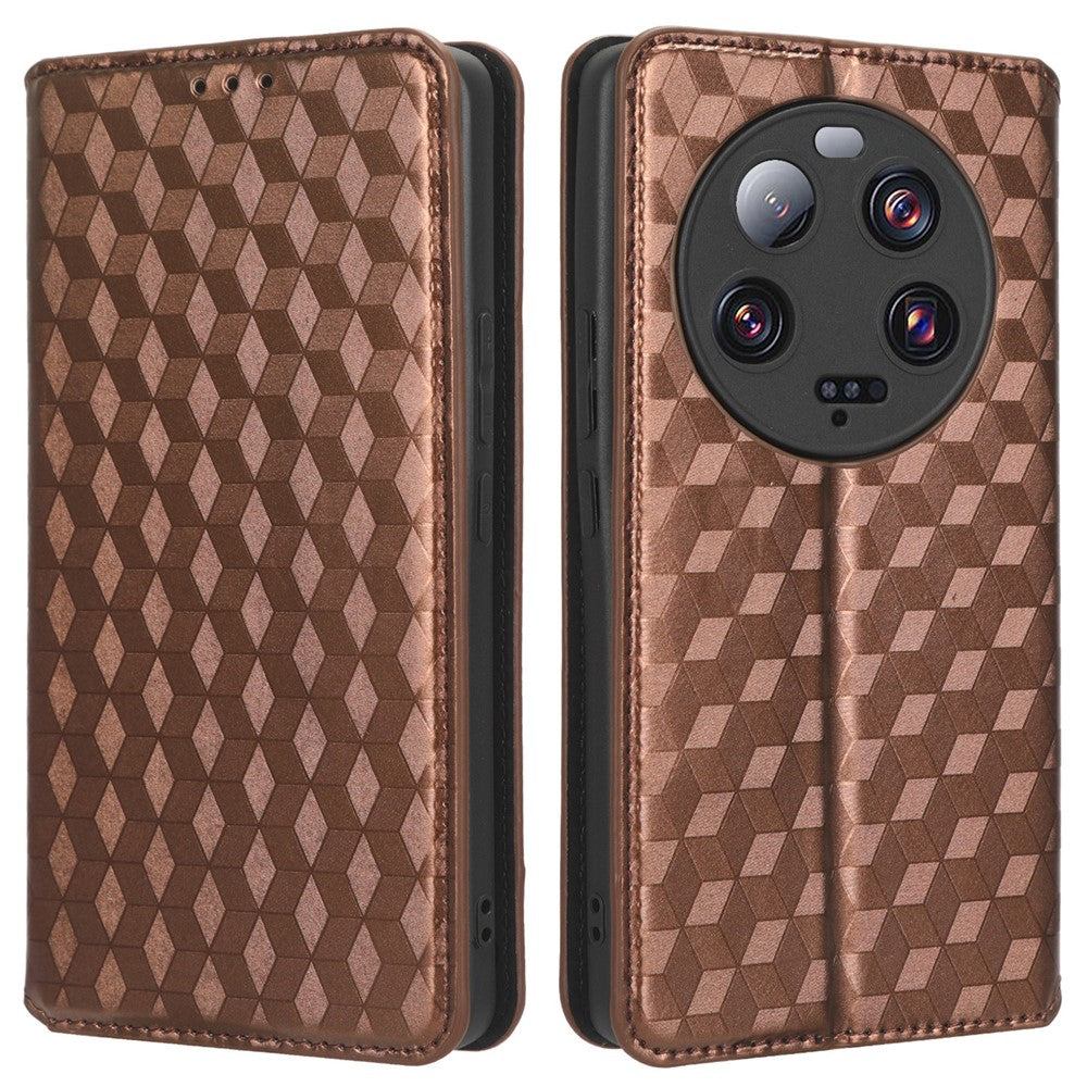 For Xiaomi 13 Ultra Rhombus Imprinted PU Leather Phone Case Wallet Stand Flip Cover