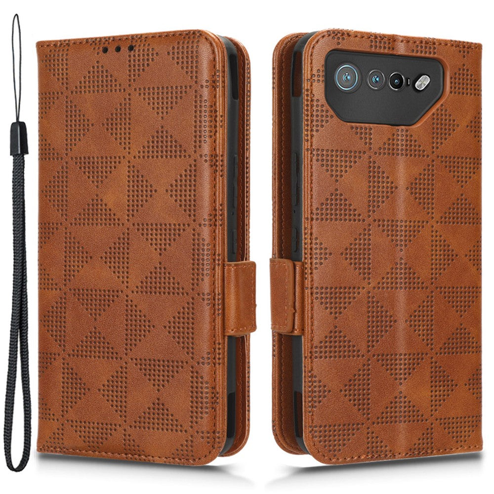 For Asus ROG Phone 7 5G Cell Phone Wallet Case PU Leather Imprinted Triangle Stand Cover