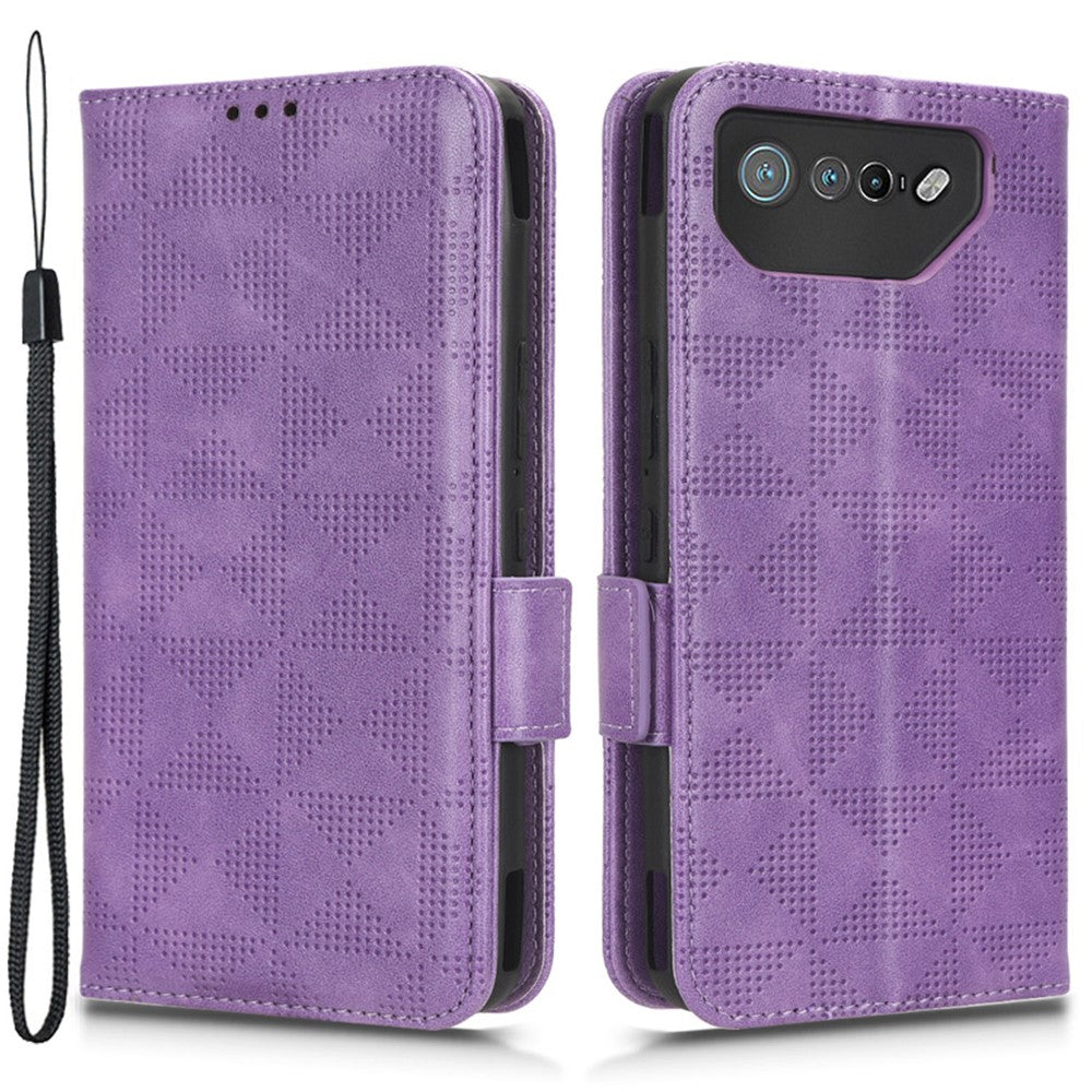 For Asus ROG Phone 7 5G Cell Phone Wallet Case PU Leather Imprinted Triangle Stand Cover