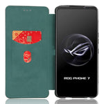 Stand Cover for Asus ROG Phone 7 5G / 7 Ultimate 5G Carbon Fiber Texture Card Slot PU Leather Phone Case