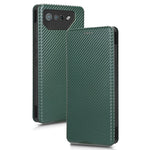 Stand Cover for Asus ROG Phone 7 5G / 7 Ultimate 5G Carbon Fiber Texture Card Slot PU Leather Phone Case