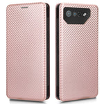Stand Cover for Asus ROG Phone 7 5G / 7 Ultimate 5G Carbon Fiber Texture Card Slot PU Leather Phone Case