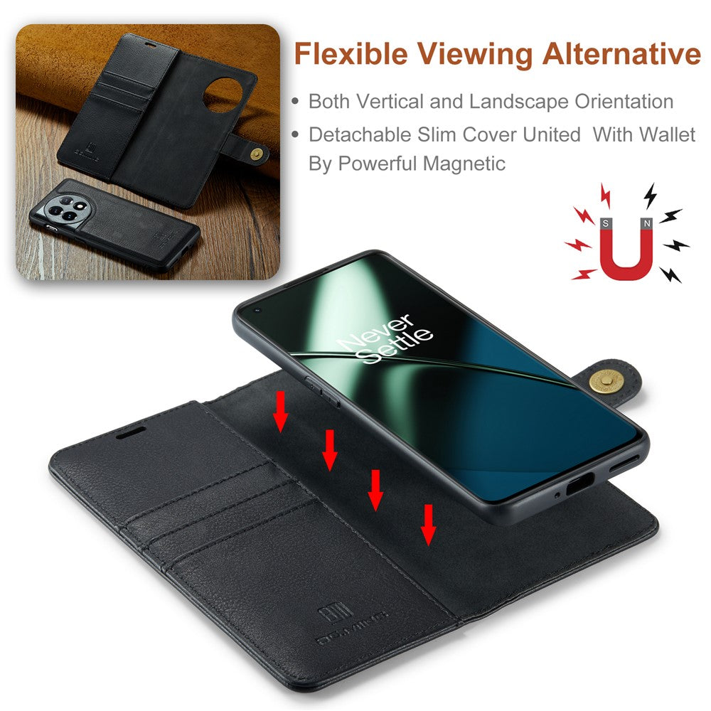 DG.MING För OnePlus 11 5G Avtagbart Magnetiskt Anti-Drop-Skal Delat Läder Plånboksfodral mobilskydd