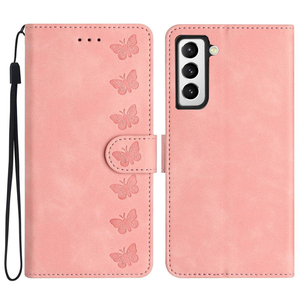 For Samsung Galaxy S22+ 5G Stand Wallet Folio Flip Case Butterfly Imprinted Splash Proof Leather Cover