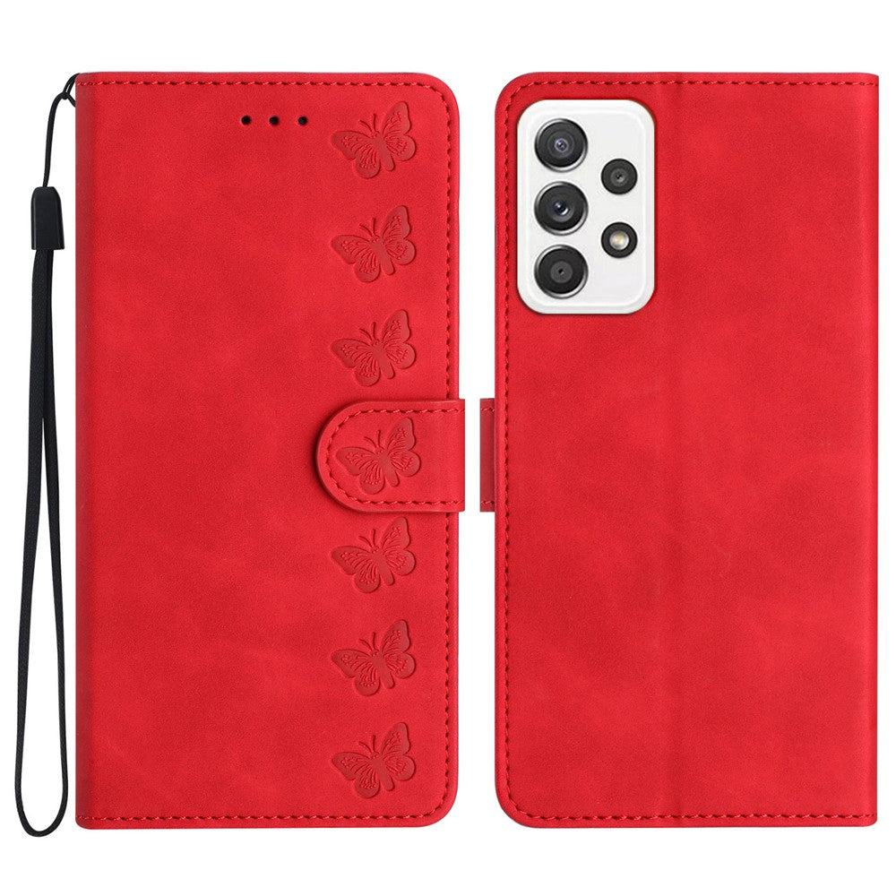 For Samsung Galaxy A52 5G / A52 4G / A52s 5G Drop-proof Butterfly Imprinted Shell Leather Wallet Stand Phone Case