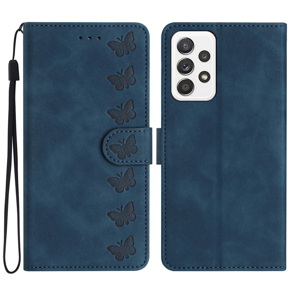 For Samsung Galaxy A52 5G / A52 4G / A52s 5G Drop-proof Butterfly Imprinted Shell Leather Wallet Stand Phone Case